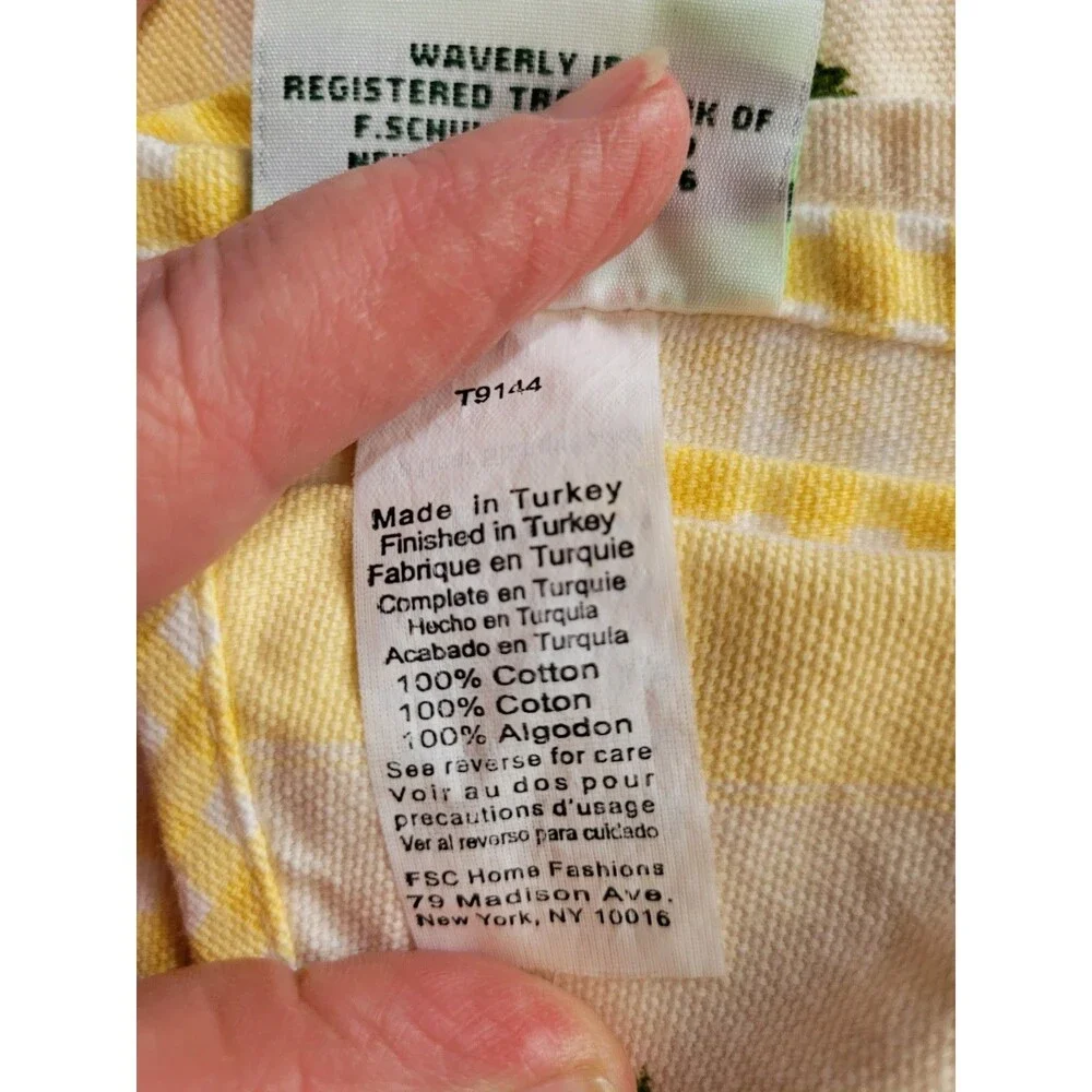 2 Waverly Pastoral Valance Botanical Yellow Gingham Butterfly Leaves 78 x 15